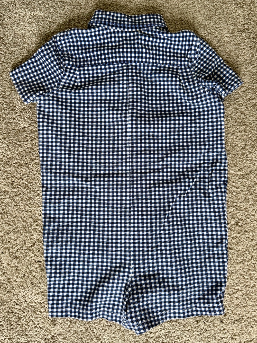 Ralph Lauren Navy and White Gingham Button-Down Shortall Size 24M - Picture 2 of 6